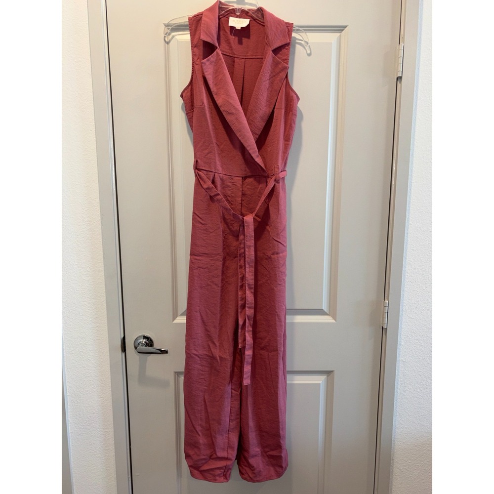 Audrey Parks Francescas‎ Kelsey Utility Tie Waist Jumpsuit Womens Medium Maroon
